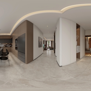 意式轻奢一楼餐厨玄关360