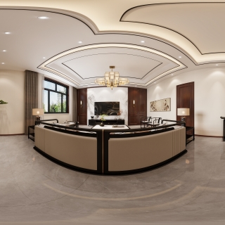 新中式楼上客厅-全景