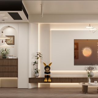 现代中古客餐厅电视背景墙