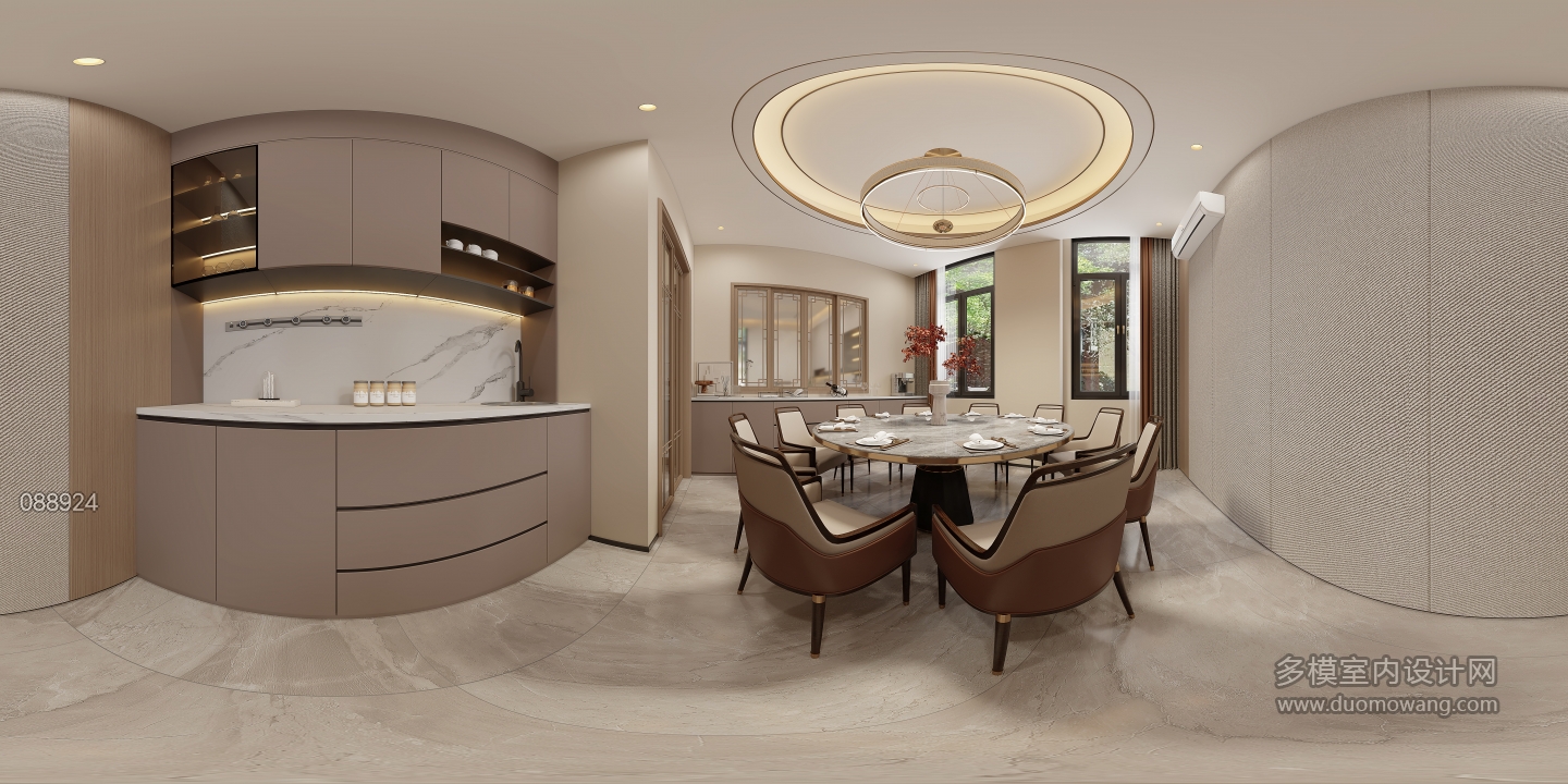 新中式一层餐厅360