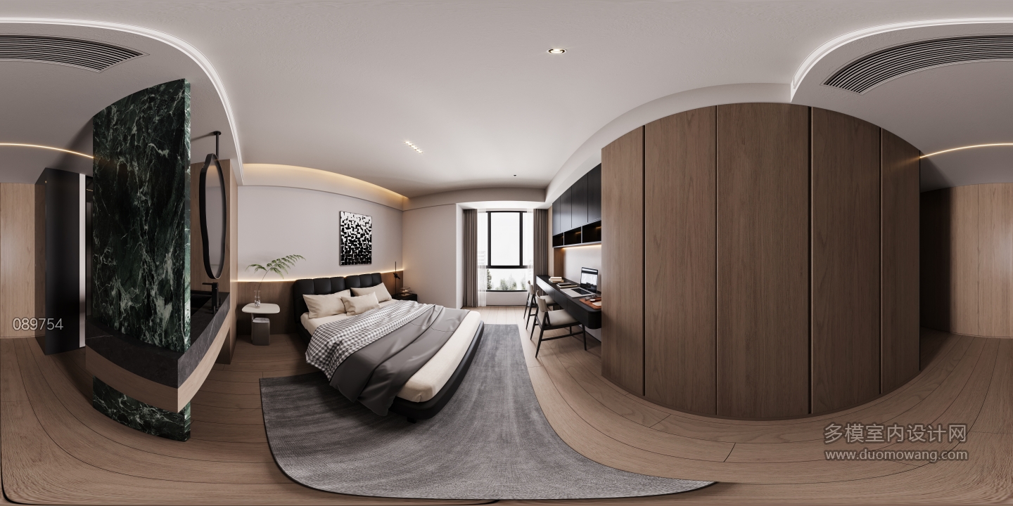 现代风格卧室全景