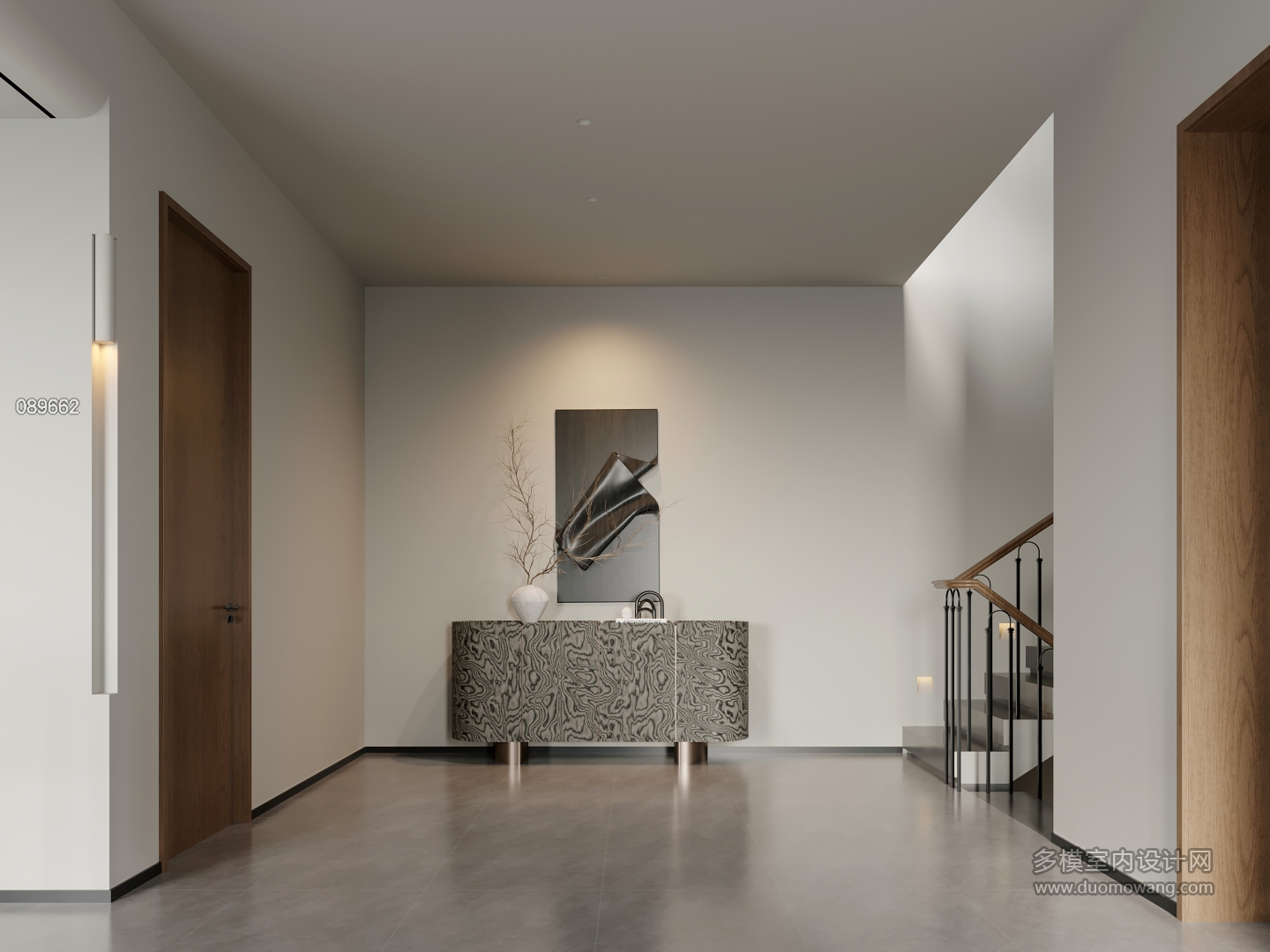 意式极简二层楼梯玄关