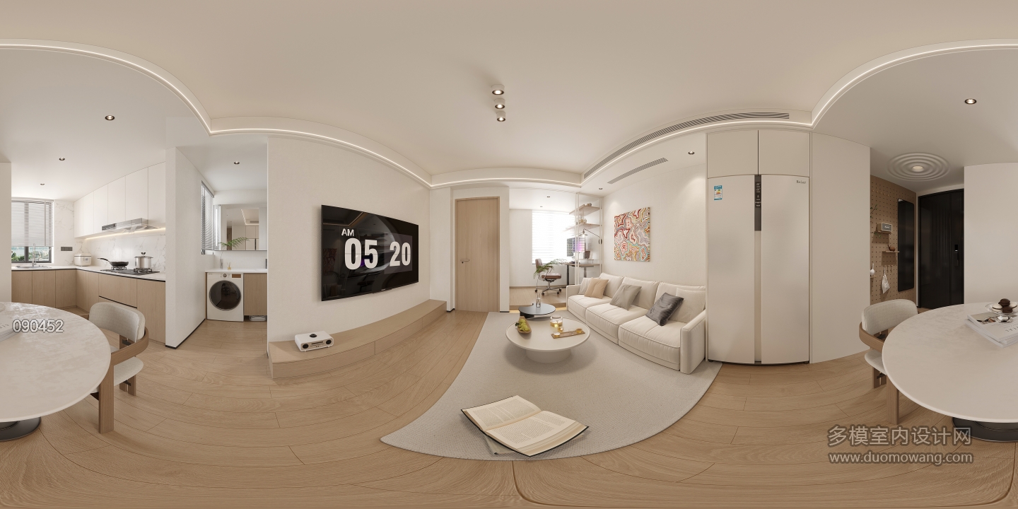 奶油原木客厅全景