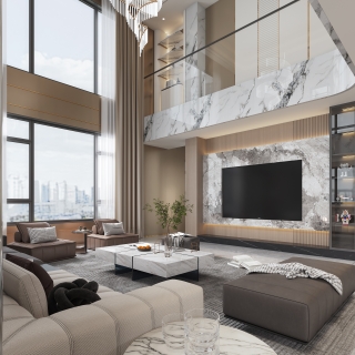 现代电视墙特写