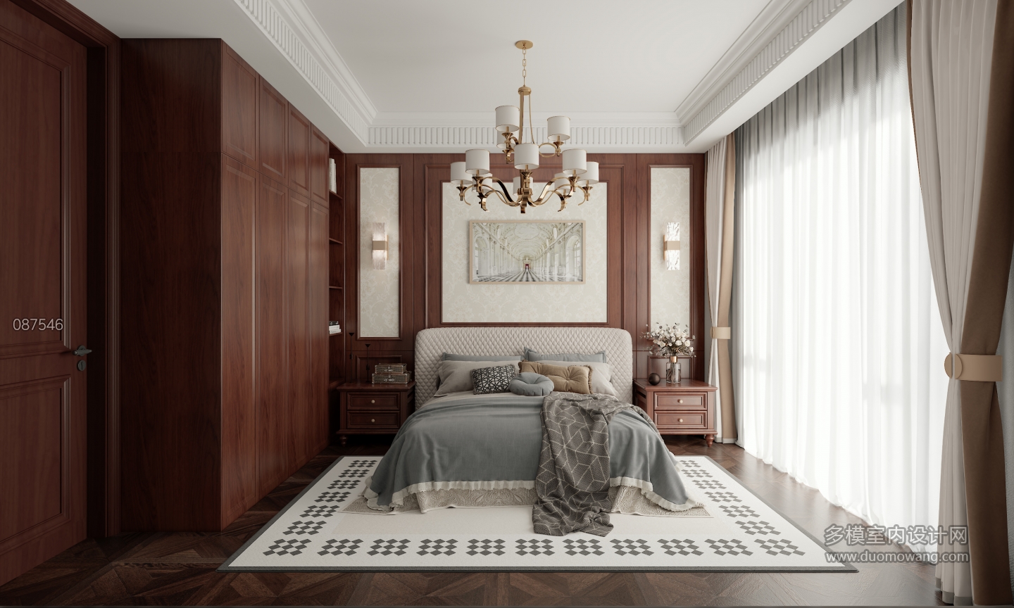 美式一楼卧室单张