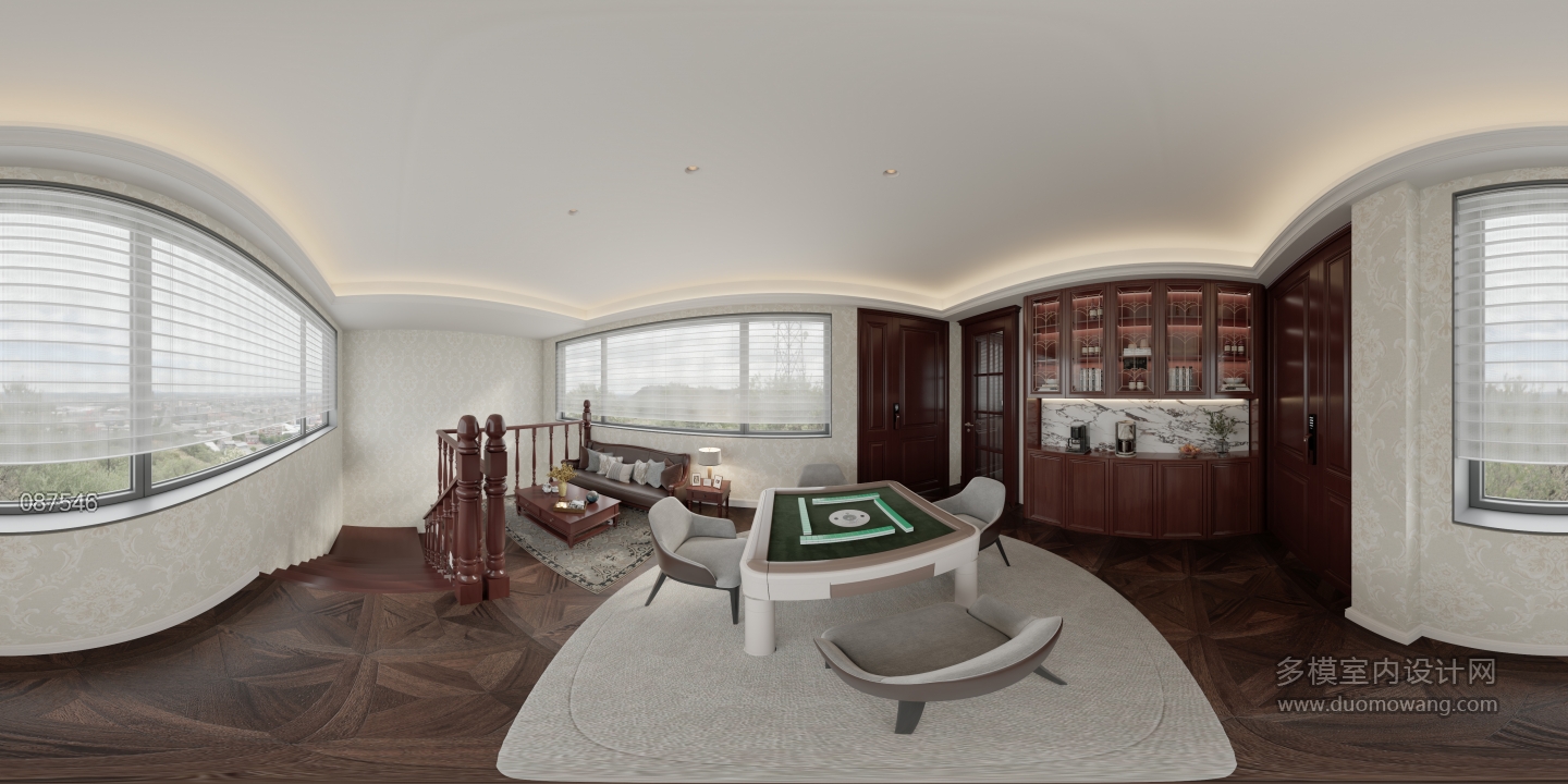 美式三楼客厅全景