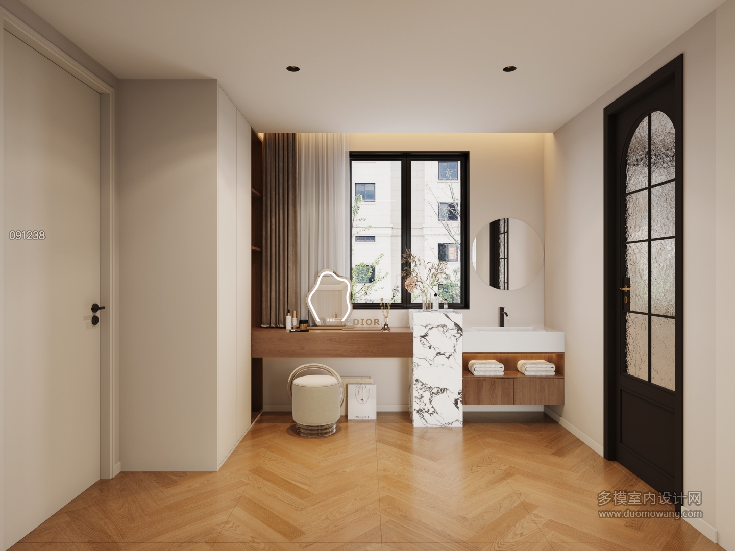 8现代中古风衣帽间单张