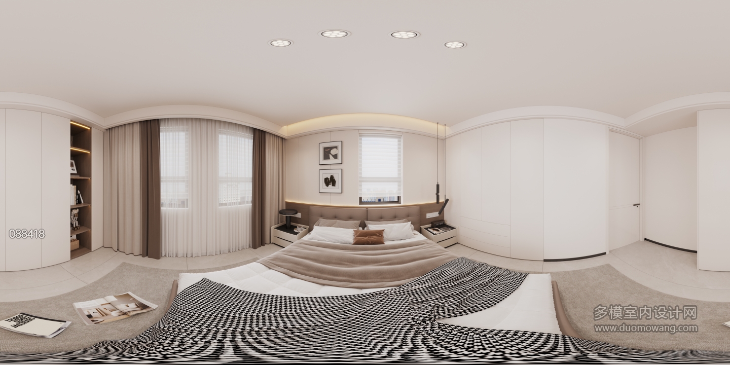现代2楼卧室全景