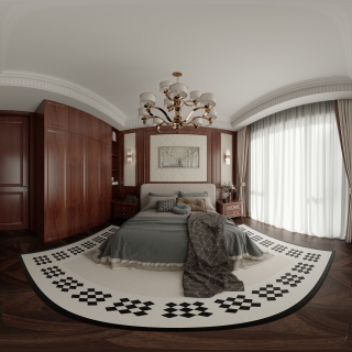 美式一楼卧室全景