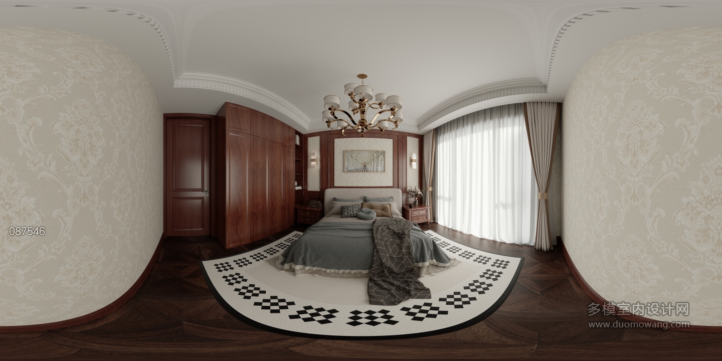 美式一楼卧室全景