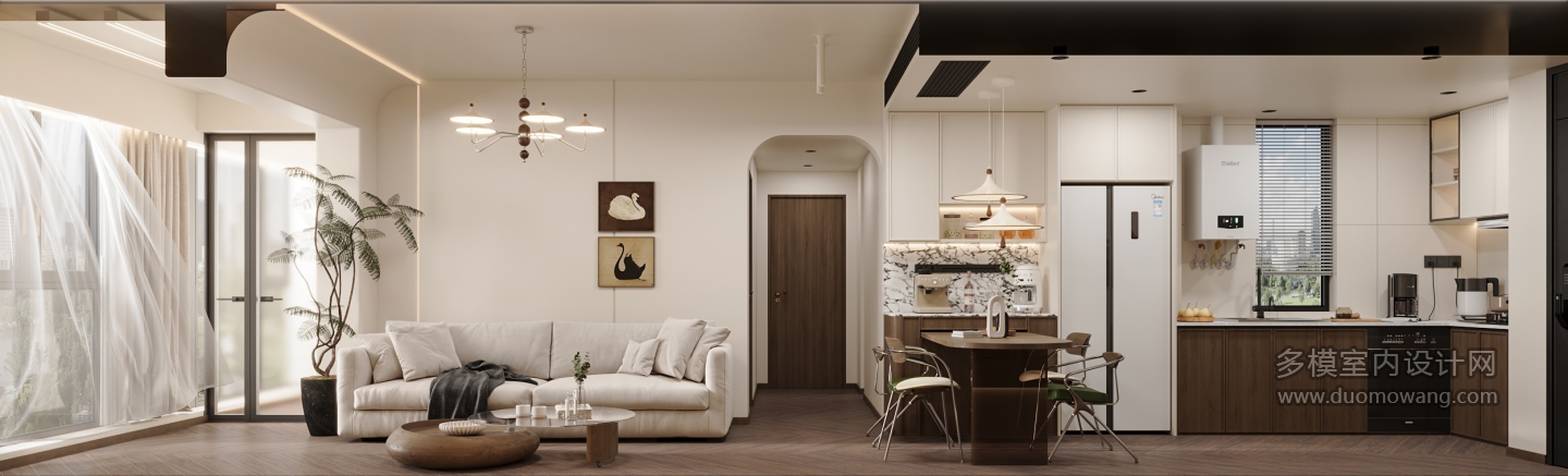 现代中古客餐厅沙发背景墙