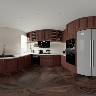 美式一楼厨房全景