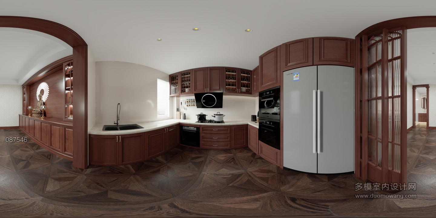 美式一楼厨房全景