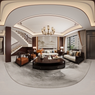 新中式客厅全景