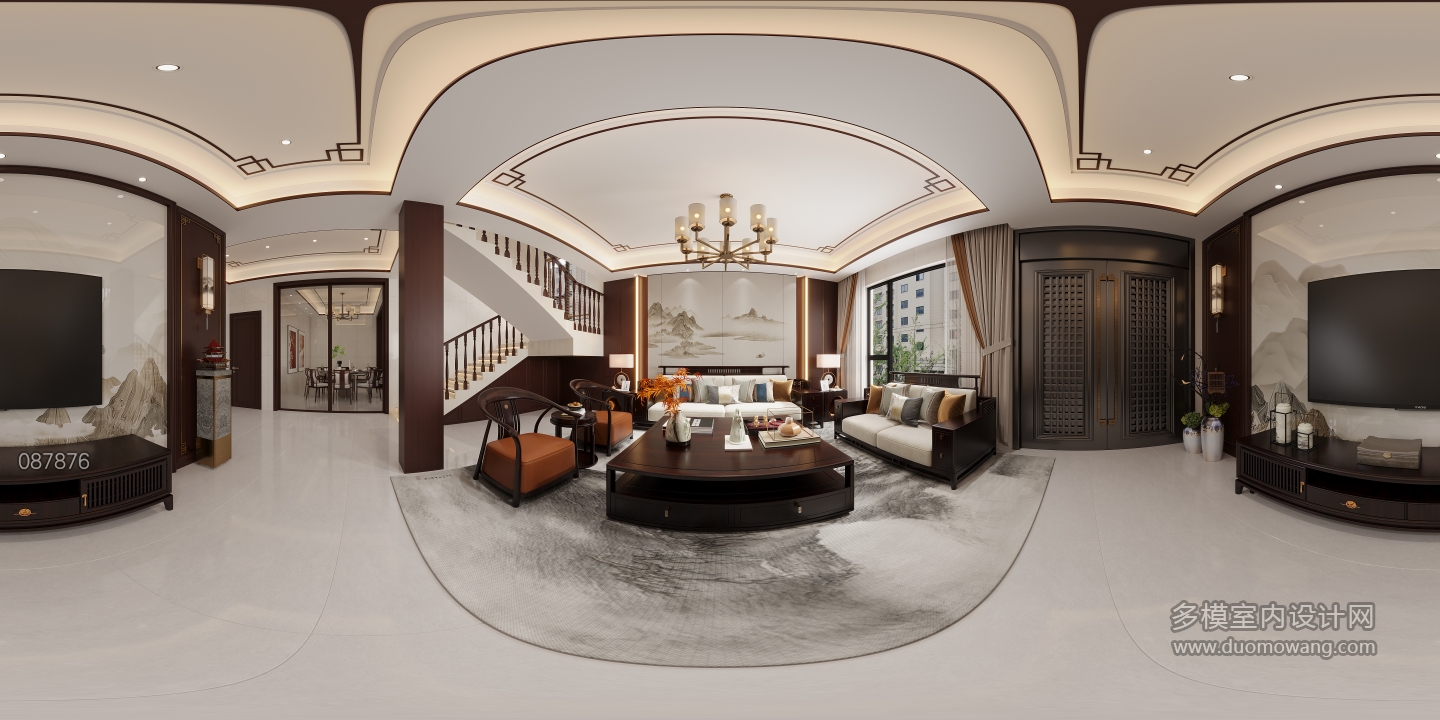 新中式客厅全景