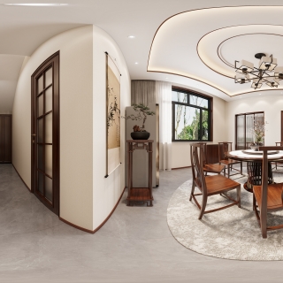 新中式楼下餐厅-全景