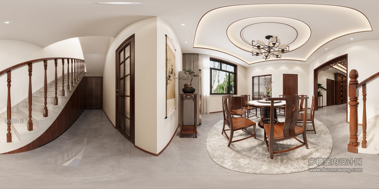 新中式楼下餐厅-全景