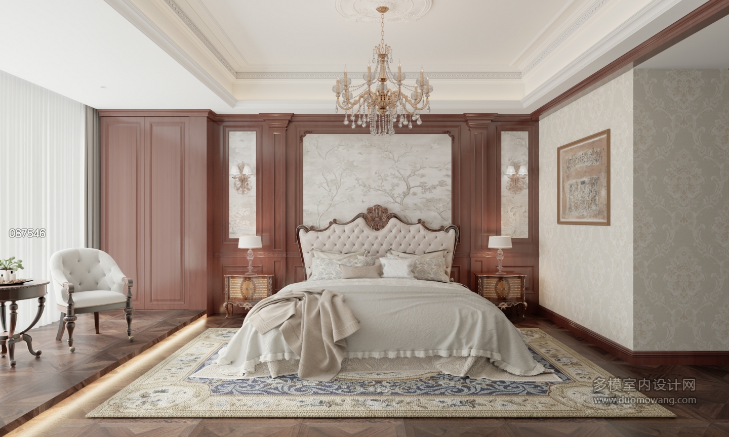 美式二楼主卧室单张