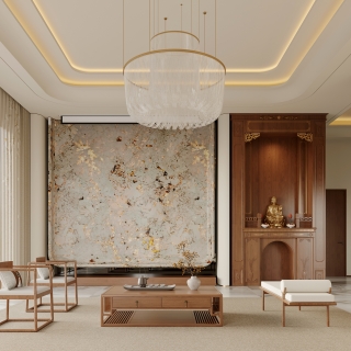 新中式一层电视墙