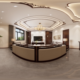 新中式楼上客厅-全景