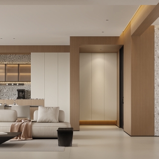 极简奶油沙发背景特写