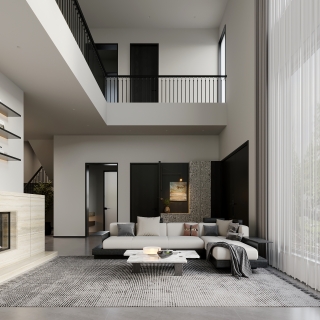 意式极简一层沙发墙