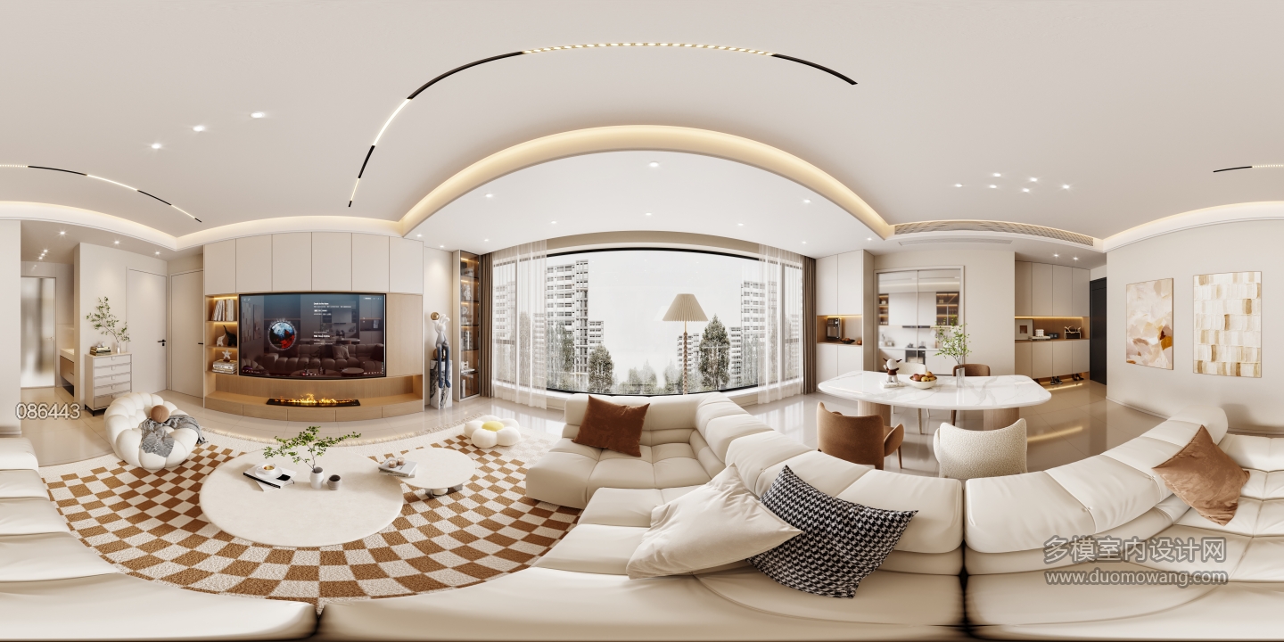 奶油风格客厅全景