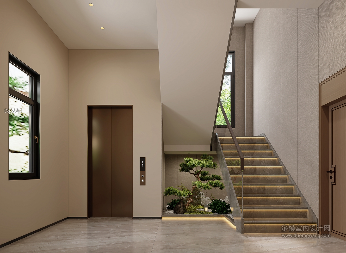 新中式一层楼梯间