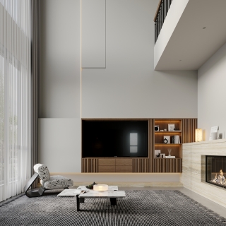 意式极简一层电视墙