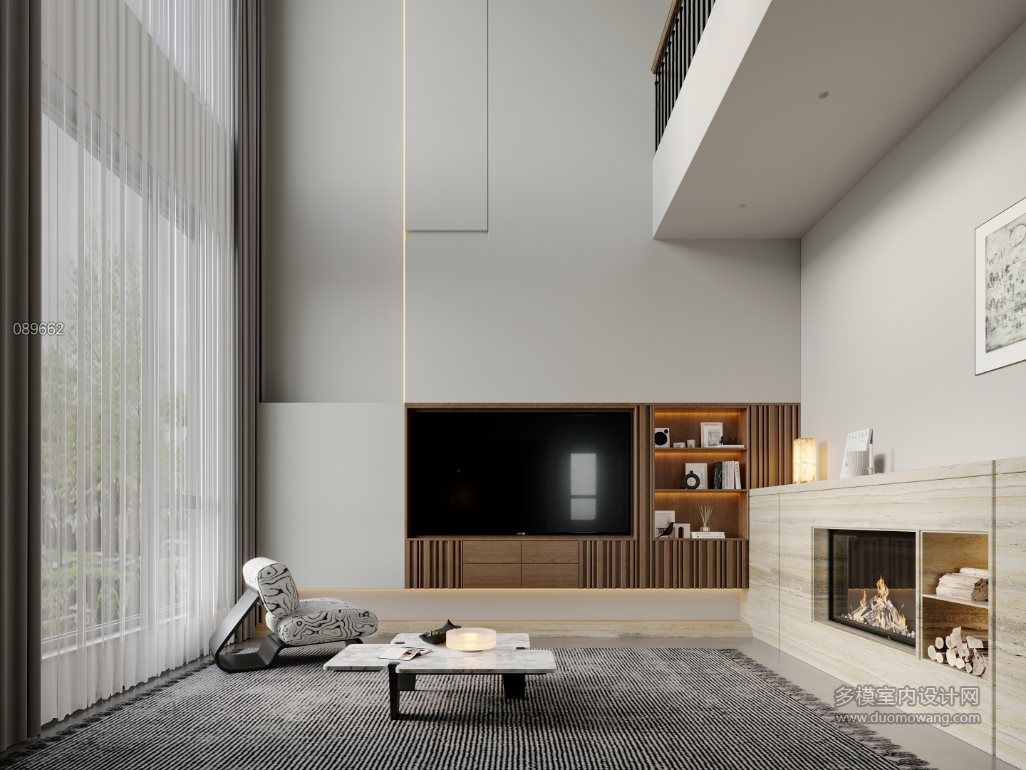 意式极简一层电视墙