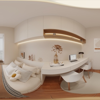 奶油原木次卧全景