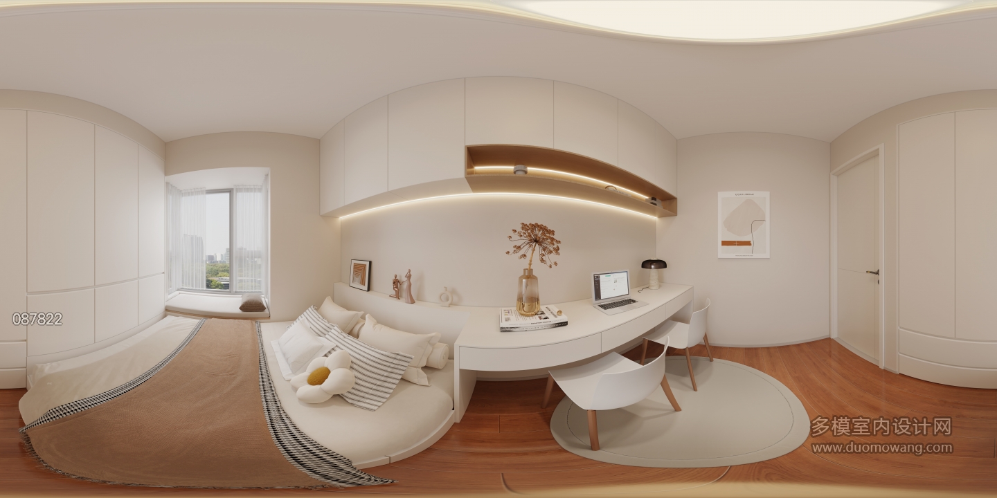 奶油原木次卧全景