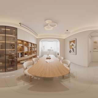 奶油原木客厅全景