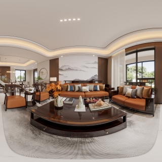 新中式客厅全景