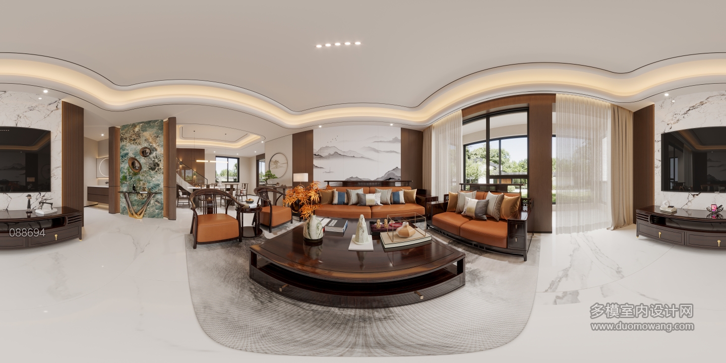 新中式客厅全景