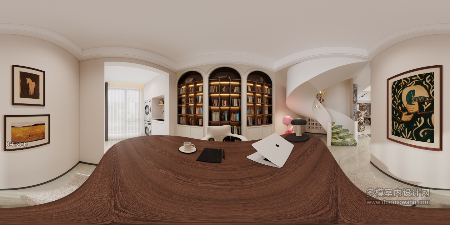现代1楼书房全景