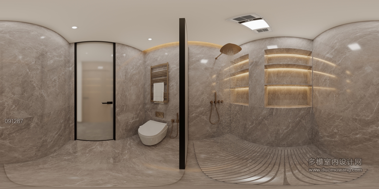 现代四层次卧卫生间全景