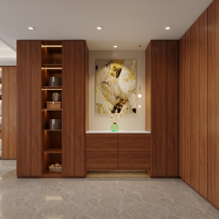 现代五层主卧衣帽间特写