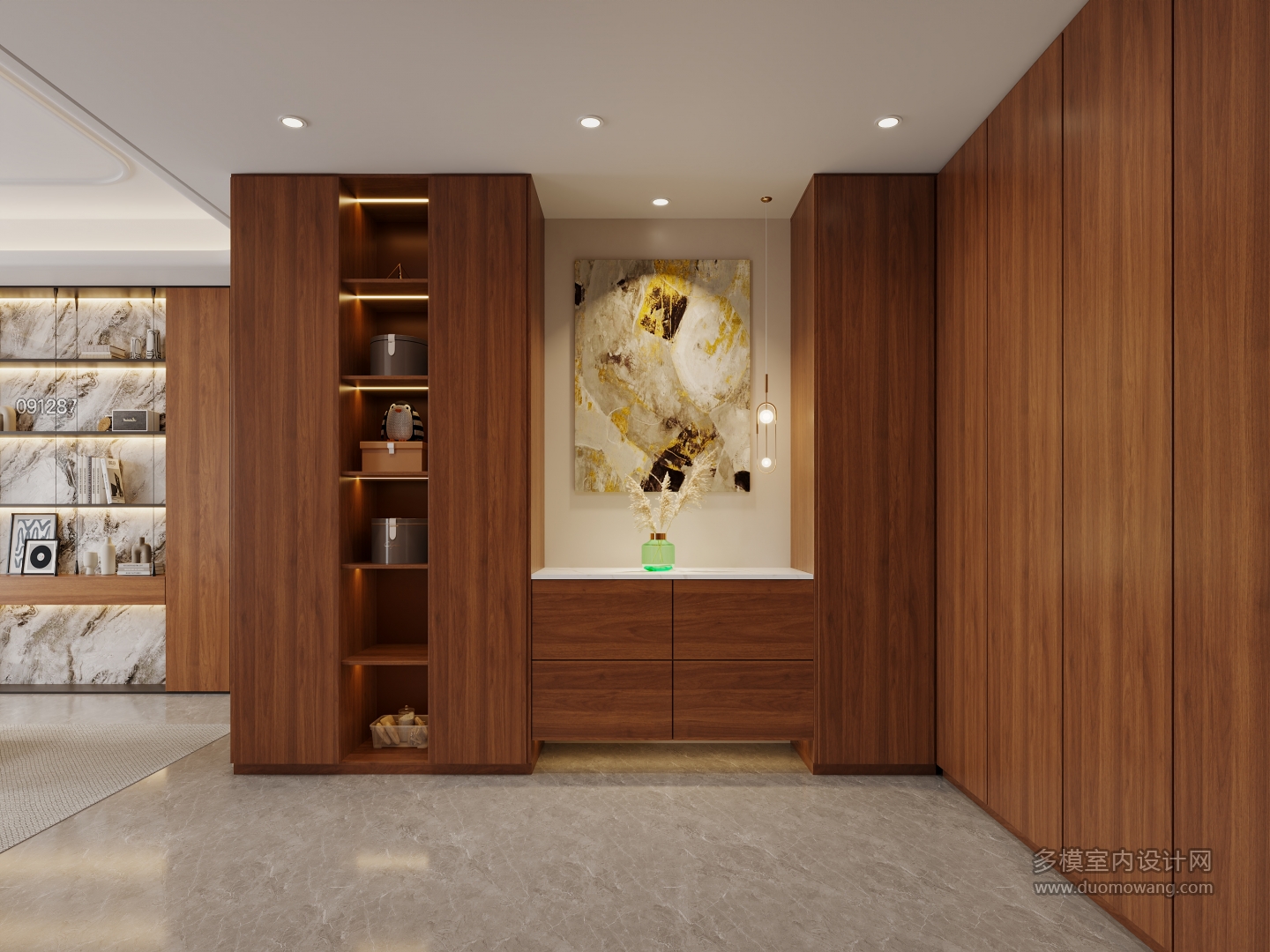 现代五层主卧衣帽间特写