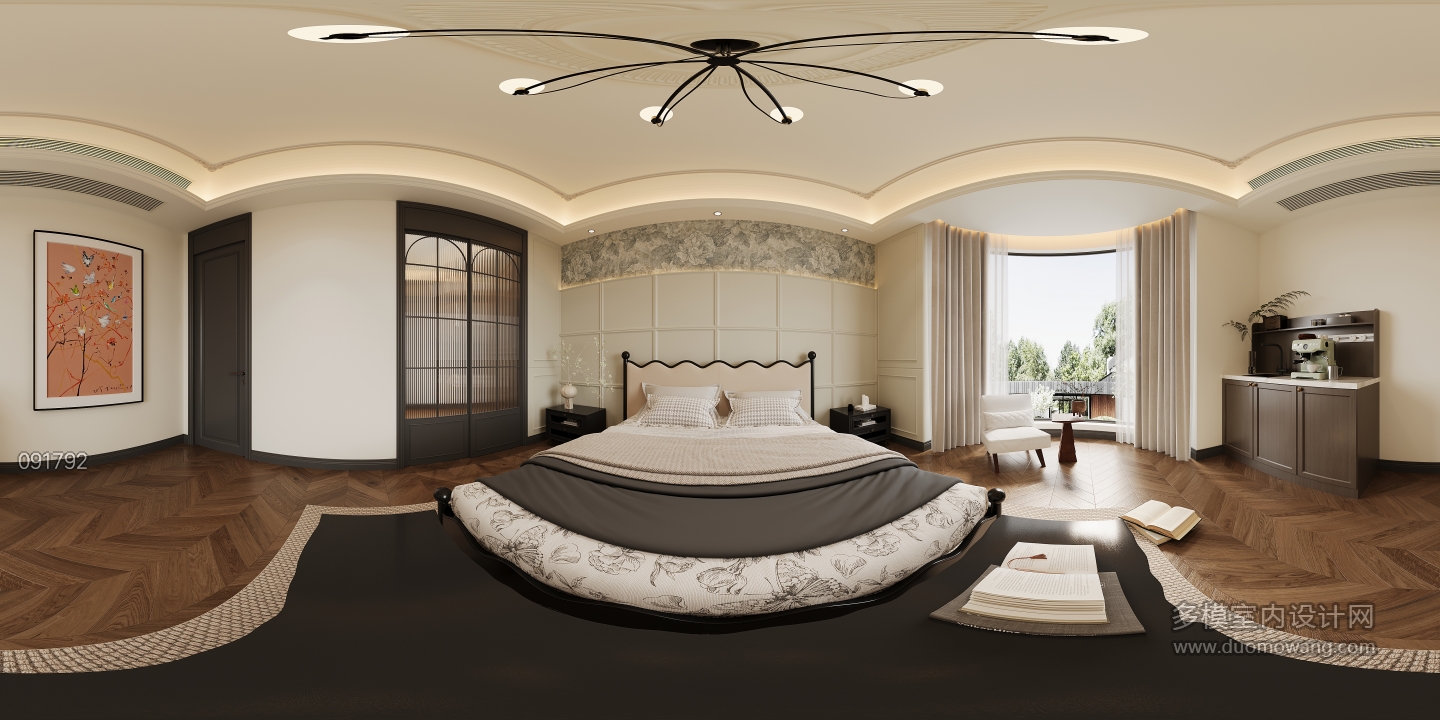 现代二楼主卧全景