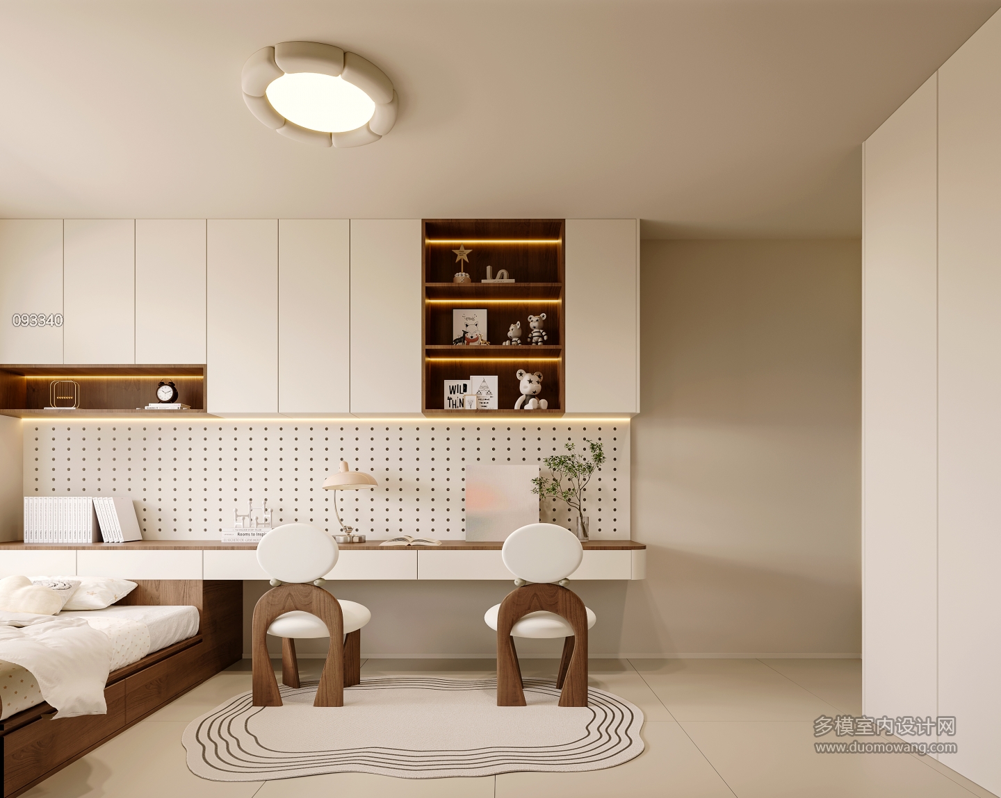 现代奶油儿童房透视1