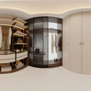 现代法式中古负一衣帽间全景