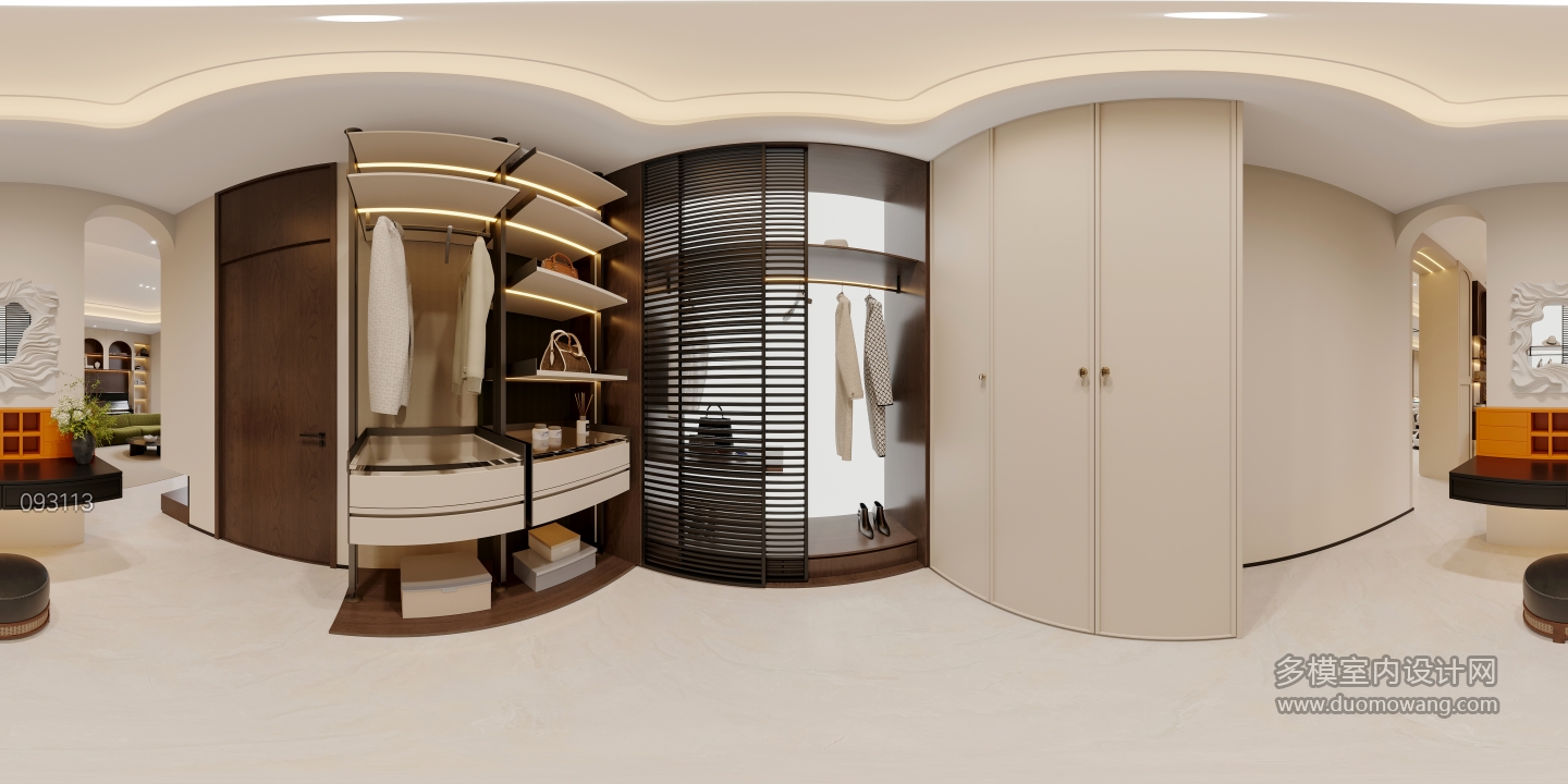 现代法式中古负一衣帽间全景