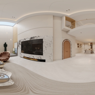 现代负二层客厅全景