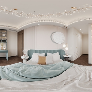 现代二楼女孩房全景