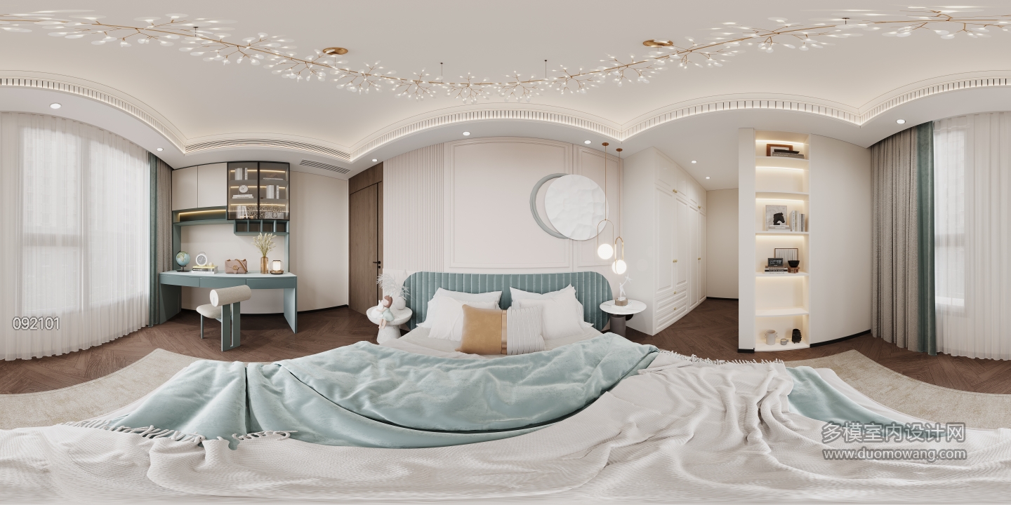 现代二楼女孩房全景