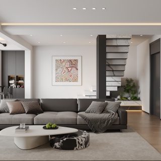 现代客厅沙发墙静态