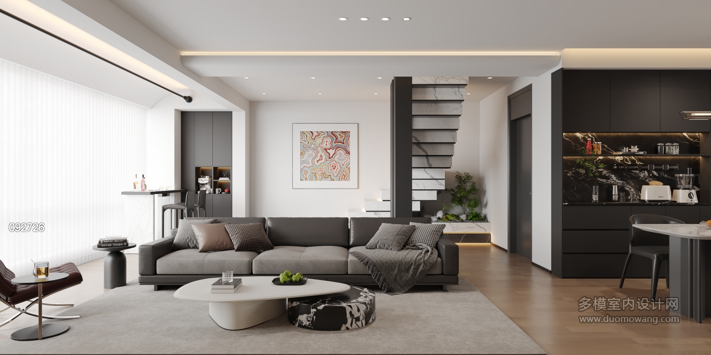 现代客厅沙发墙静态