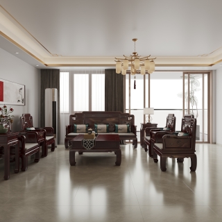 新中式四层客厅静态2