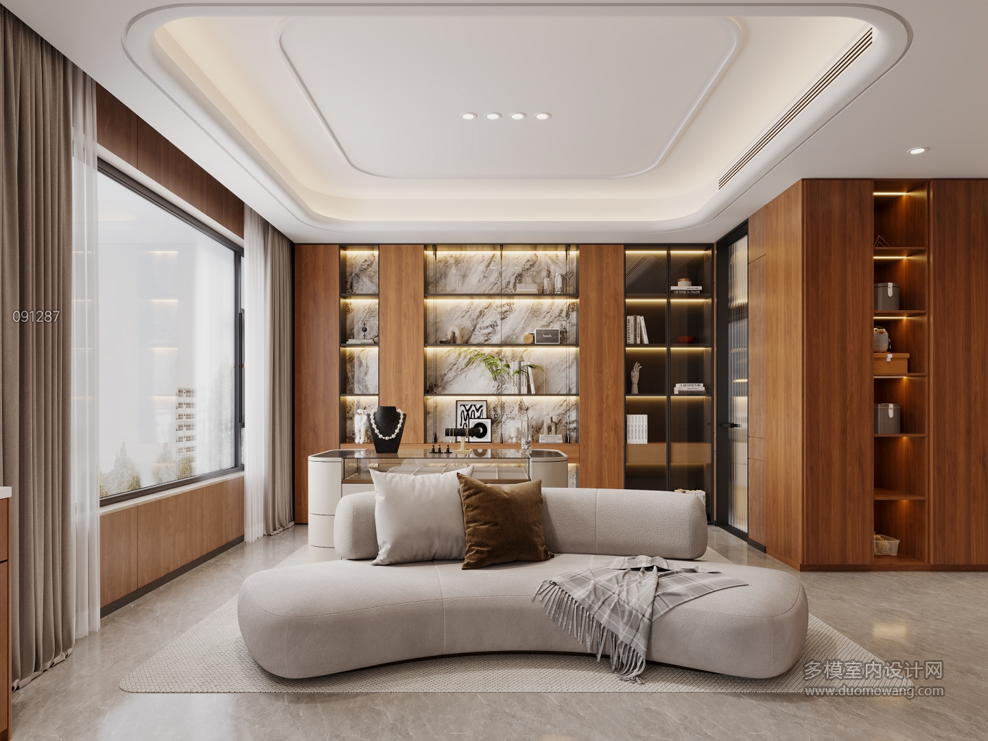 现代五层主卧休息区特写